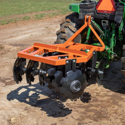 Titan Attachments 3 Point 4ft Notched Disc Harrow Plow Attachment for Cat 1 Tractors, Concave Discs