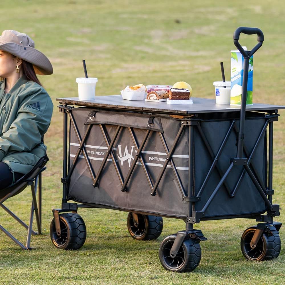 Whitsunday Heavy Duty Collapsible Wagon Cart,440Lbs Folding Outdoor All Terrian Wheel Utility