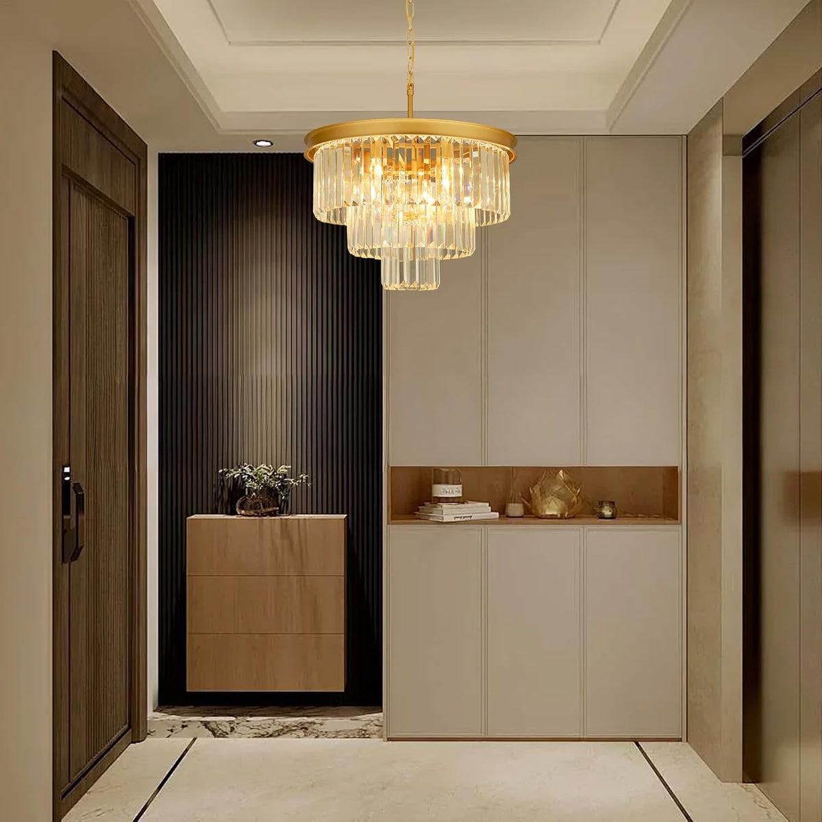 Crystal Chandeliers for Dining Room Lights Fixtures, 9 Lights Gold Modern Chandeliers for Bedroom