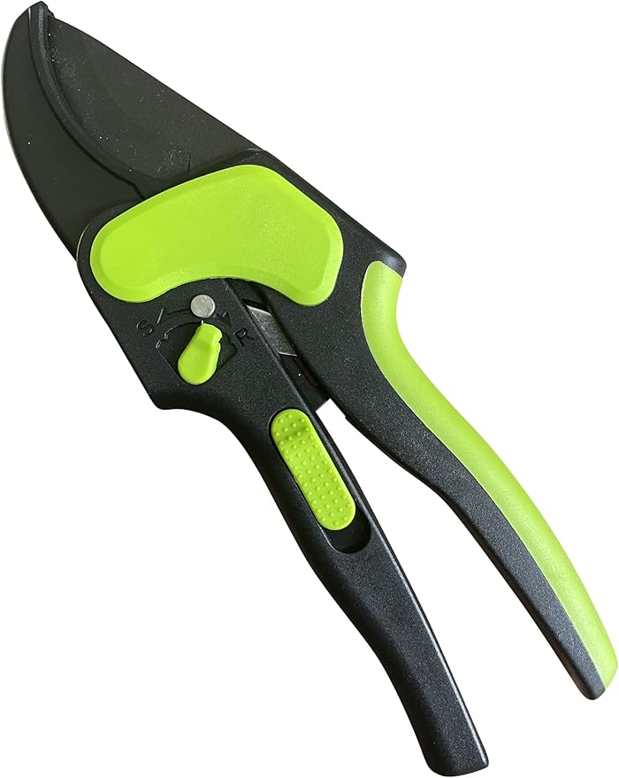 Garden Guru 2 in 1 Ratchet Pruning Shears Clippers – 4X Cutting Power – Ratcheting Garden Anvil