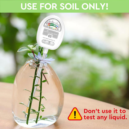 [Upgraded] Soil Moisture Meter, 4-in-1 Soil pH Tester, Moisture/Light/Nutrients/pH Meter for