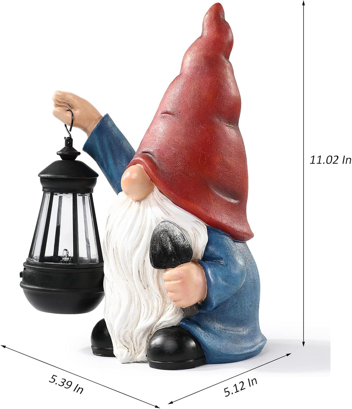 Garden Gnomes Statues Outdoor Decor with Shovel Solar Gnome with Lantern LED Lights,Terrace Xmas