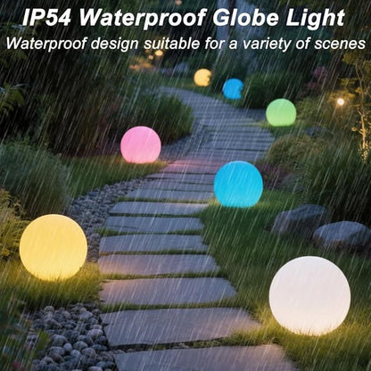 8-in Solar Globe Light Outdoor, Waterproof Solar Ball Light for Outside w/Remote, 16 RGB Color