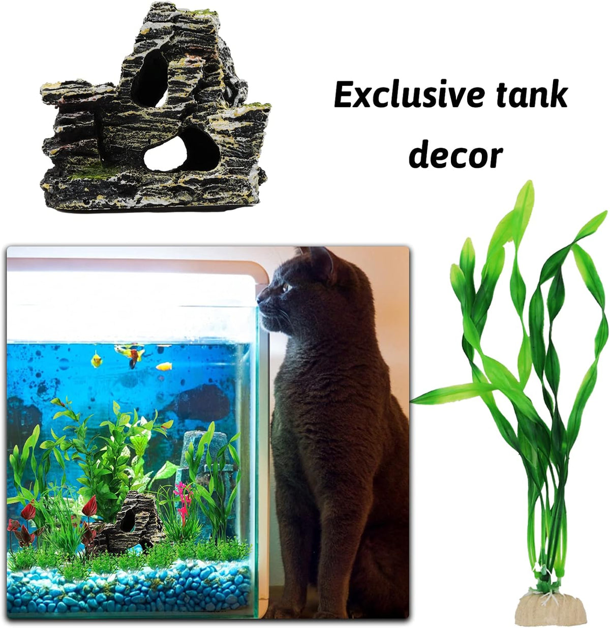 Fish Tank Accessories Aquarium Decorations Rock Plants, 20pcs Green Fish Tank Decorations Plants