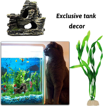 Fish Tank Accessories Aquarium Decorations Rock Plants, 20pcs Green Fish Tank Decorations Plants
