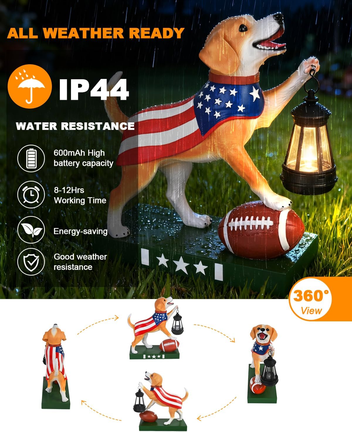 Solar Dog Statues Outdoor Decor with Lantern - Unique Beagle Puppy Home Decor Figurine for Garden