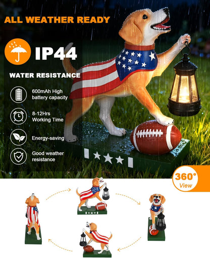 Solar Dog Statues Outdoor Decor with Lantern - Unique Beagle Puppy Home Decor Figurine for Garden