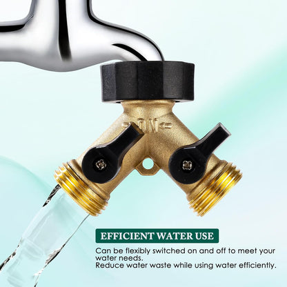 Dalmbox Garden Hose Splitter 2 Way, Y Connector Brass Garden Hose Adapter, Water Hose Splitter