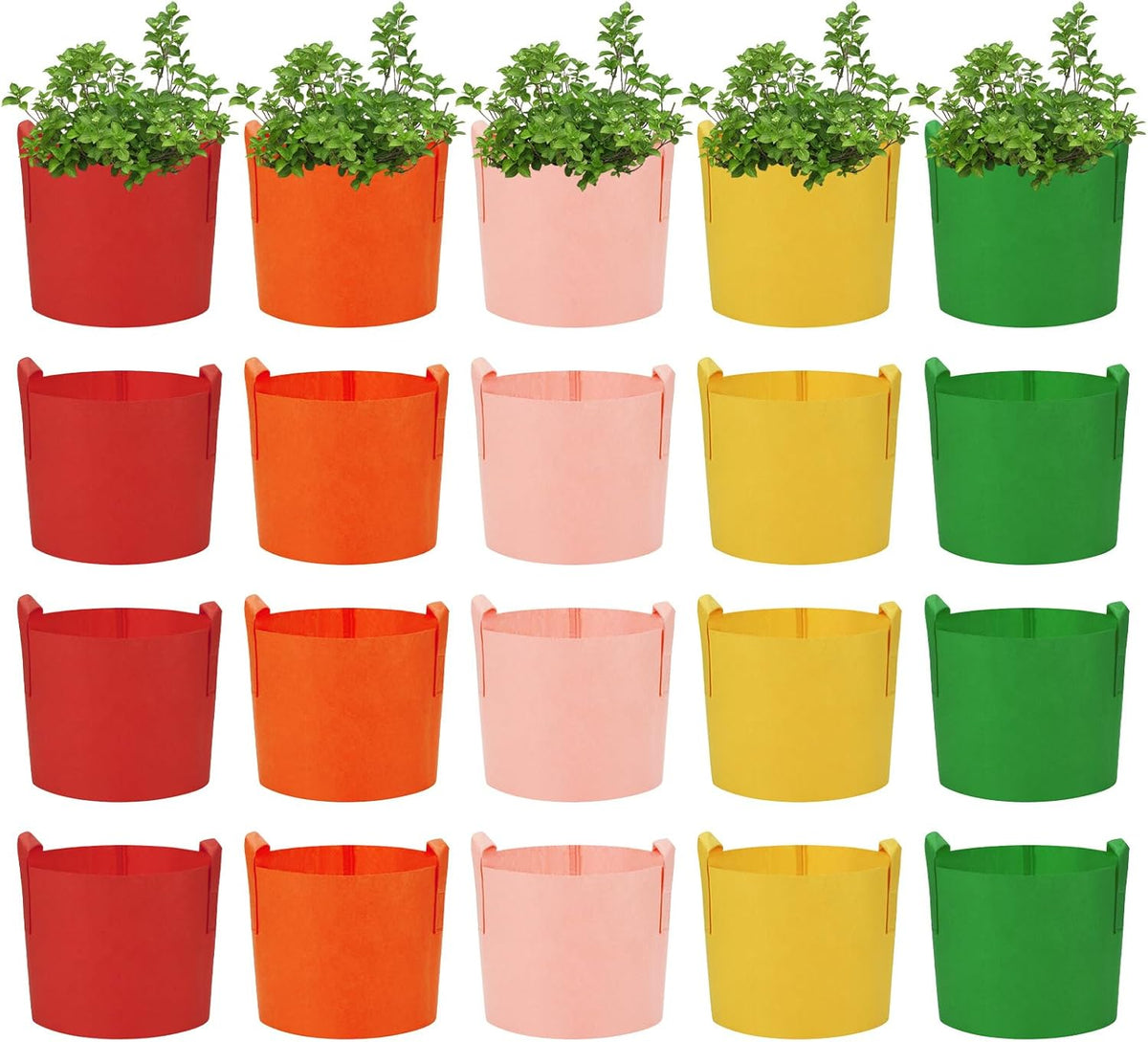 20 Pack 15 Gallon Grow Bags, Colorful Potato Plant Grow Bags with Handles, Nonwoven Garden Fabric