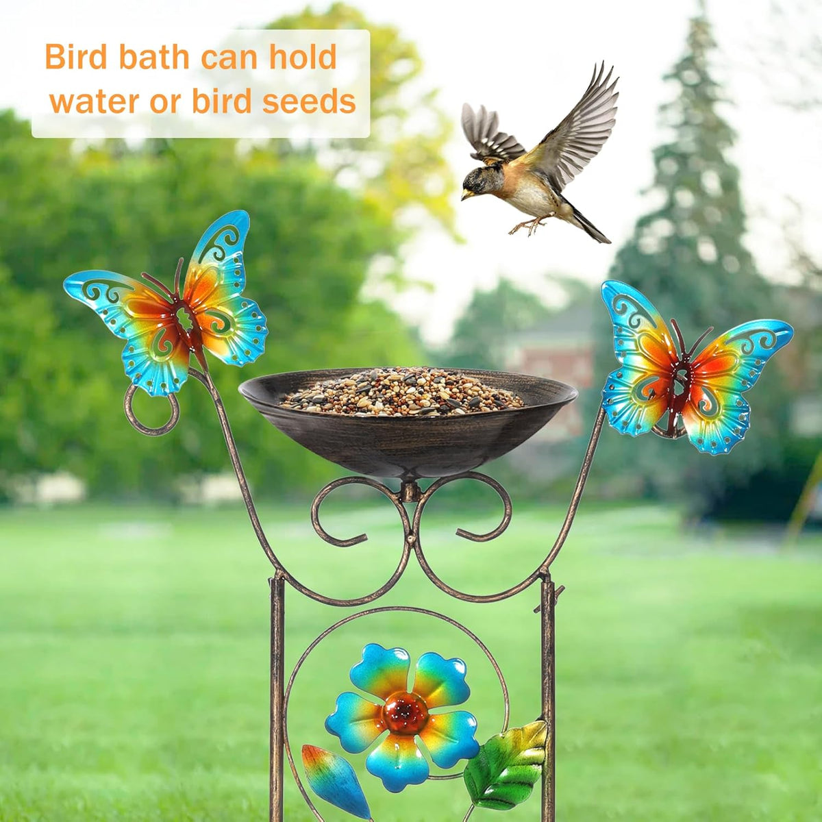 LEWIS&WAYNE Garden Trellis Bird Bath Outdoor, 40 Inch Antique Iron Garden Plant Trellis Decorative