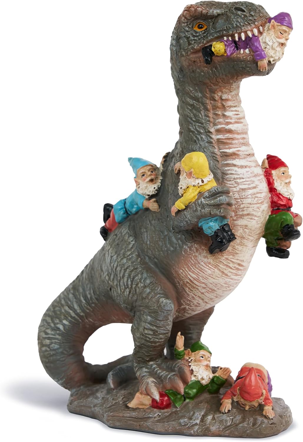 Dinosaur Garden Gnome Statue 12 Inches, Humorous and Interactive Outdoor Decorations for Yard