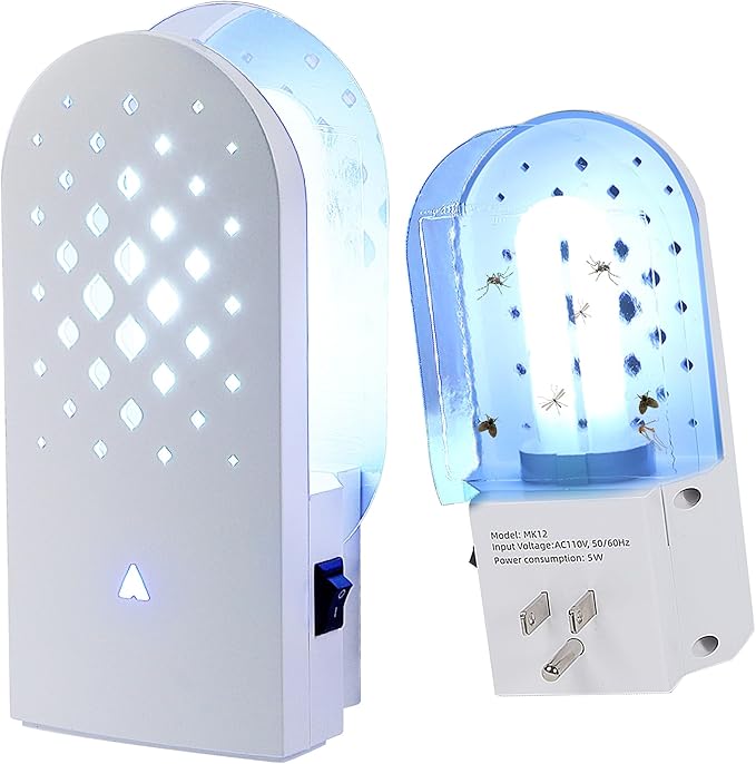 2 Packs Plug-in Mosquito Traps with 10 Glue Boards, Indoor Wall Insect Catchers with 365nm
