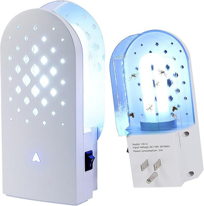 2 Packs Plug-in Mosquito Traps with 10 Glue Boards, Indoor Wall Insect Catchers with 365nm