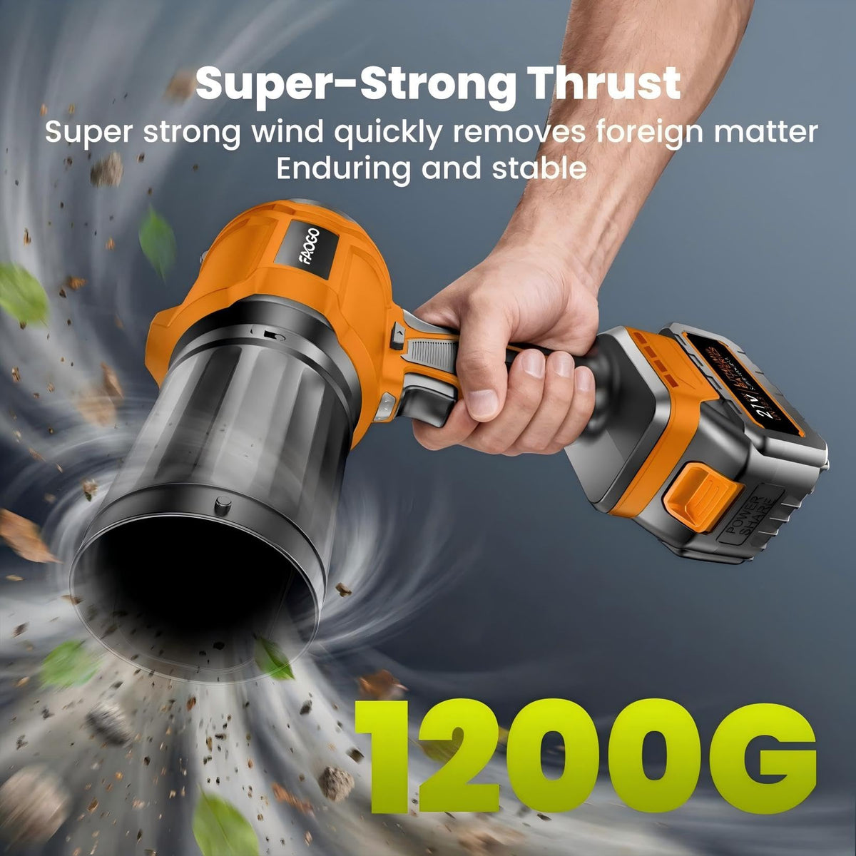 FAOGO Cordless Leaf Blower with 2 Batteries & Charger - 990,000 RPM Electric Handheld Blower