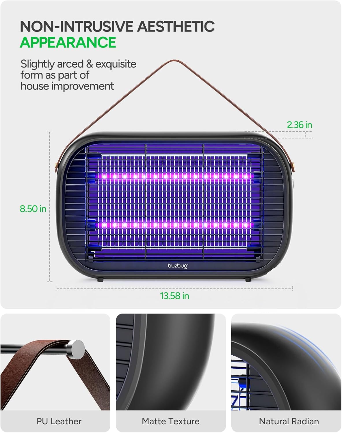 Buzbug LED Bug Zapper Indoor, 10 Years Lifespan Lamp Sustainable Less Power, Durable High-Voltage