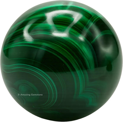 Amazing Gemstone Malachite Crystal Ball with Stand - 2" Inches Crystal Sphere Meditation Balls for