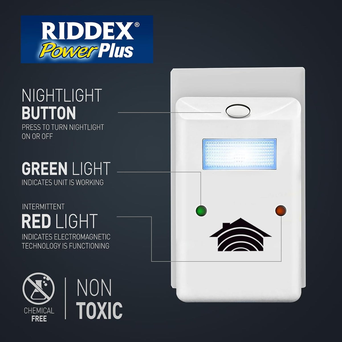 RIDDEX Power Plus Insect Repellent | Plug in, Mouse Deterrent - Pest Control for Defense Against