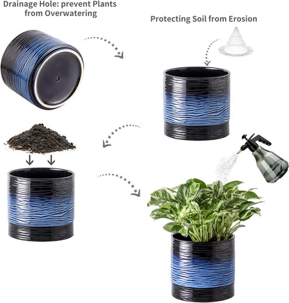 Nihow Ceramic Plant Pot: 6 Inch Planter with Drainage Hole & Saucer for Indoor & Outdoor Plants