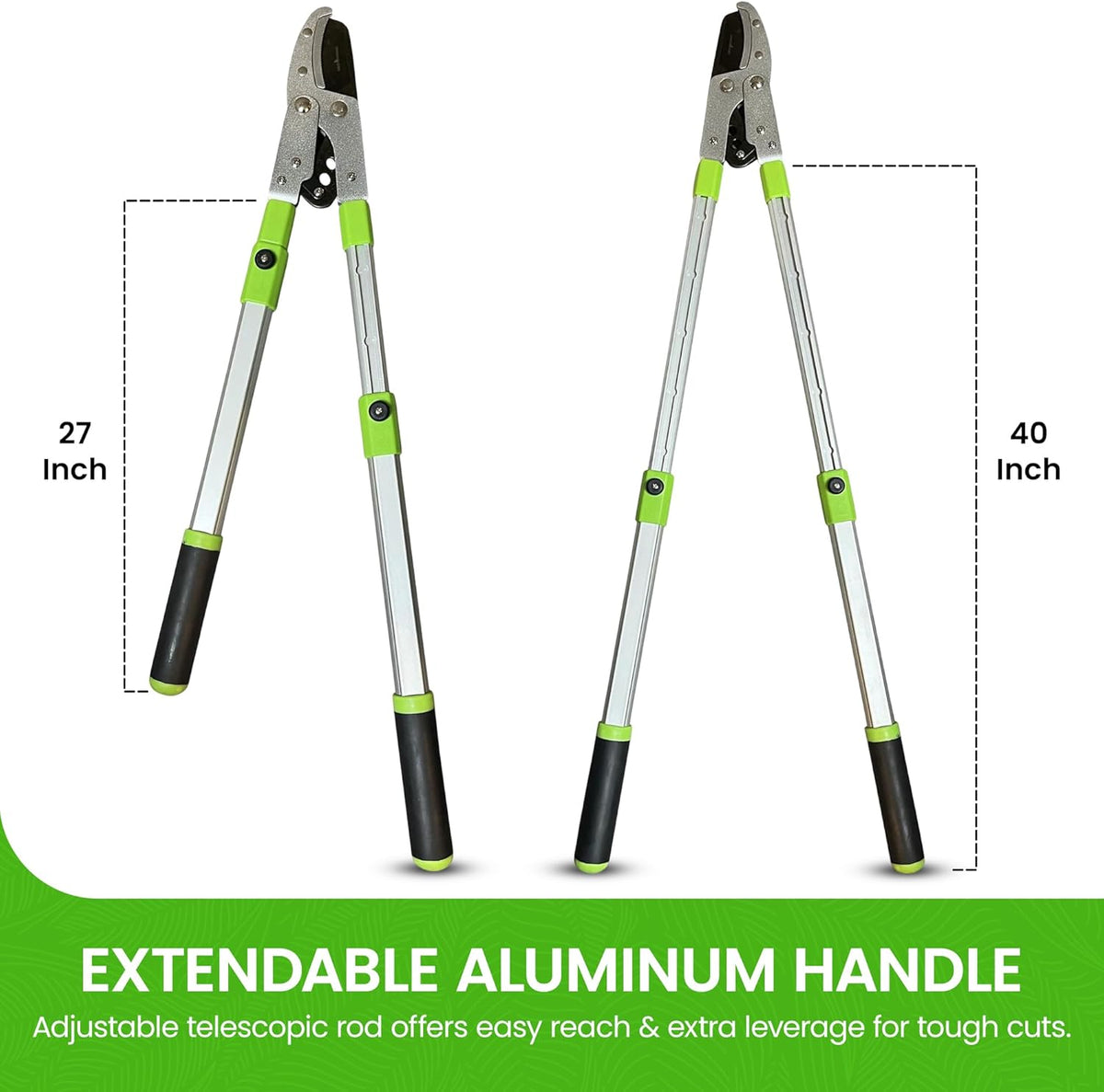 Garden Guru Extendable Anvil Lopper Tree Trimmer with Compound Action, Chops Thick Branches with