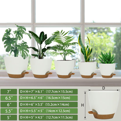 Self Watering Planters with Drainage Holes Reservoir,Nursery Planting Pot for Indoor Decor Garden