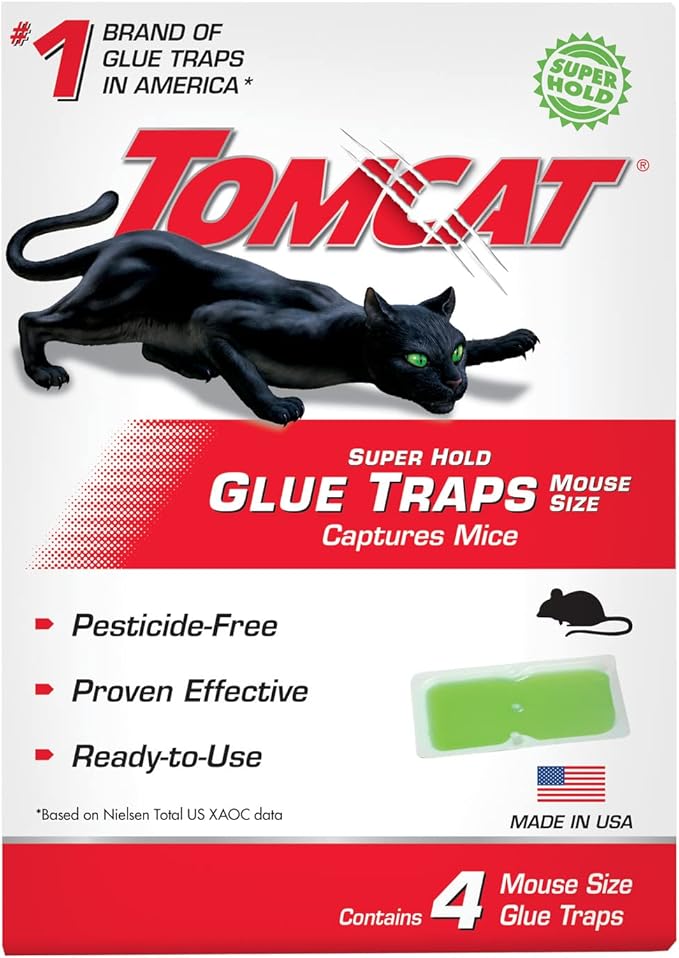 Tomcat Super Hold Glue Traps Mouse Size for Mice, Cockroaches, Spiders, and Scorpions