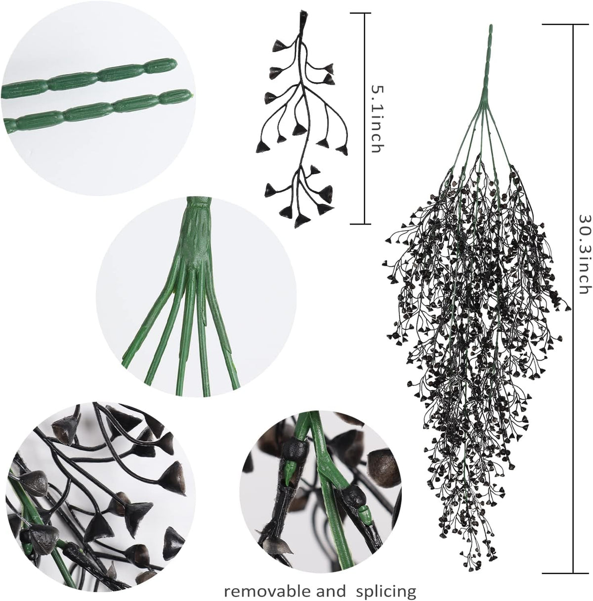RECUTMS Artificial Hanging Plants Indoor 4 Pcs Artificial Ferns Plants Large Faux Hanging Plant