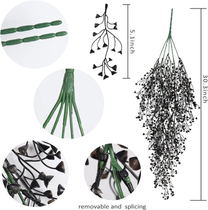 RECUTMS Artificial Hanging Plants Indoor 4 Pcs Artificial Ferns Plants Large Faux Hanging Plant
