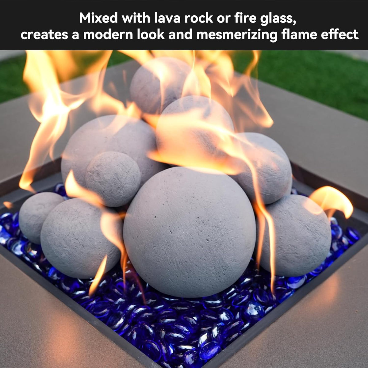 Skyflame 12PCS Fireplace Ceramic Balls, Mixed of 4 Sizes Fire Pit Balls Set for Indoor and Outdoor