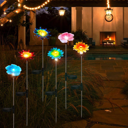 EiGreen 6 Pack Solar Garden Lights Outdoor Decor,Stake Yard Figurine Colorful Flower Light