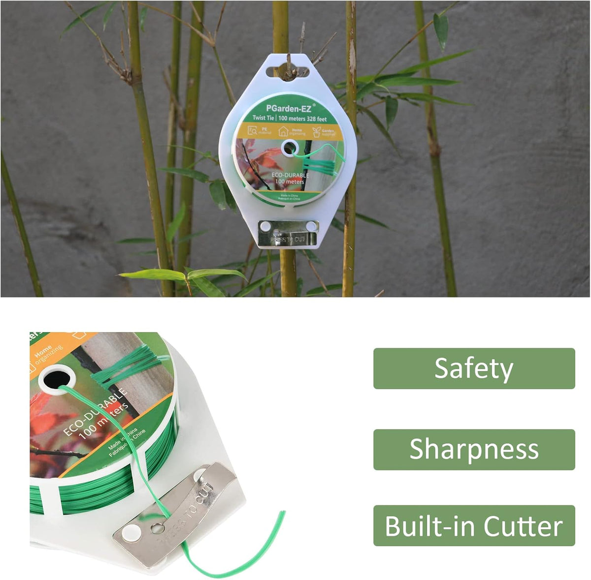 Twist Ties - 328ft Plant Ties PE-Coated Garden Ties with Cutter for Gardening Tomatoes Vines and