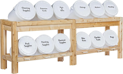 Greenes Fence Twelve Bucket Cedar Storage Shelves, 84 in. x 16 in. x 30 in. - Made in USA with