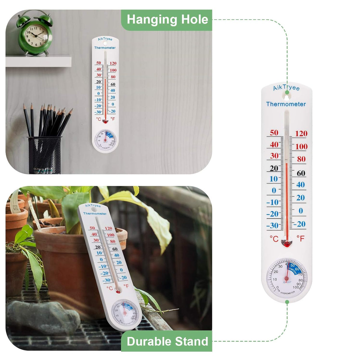 Outdoor/Indoor Thermometer Hygrometer Humidity Meter Thermometers Temperature Humidity Gauge Meter