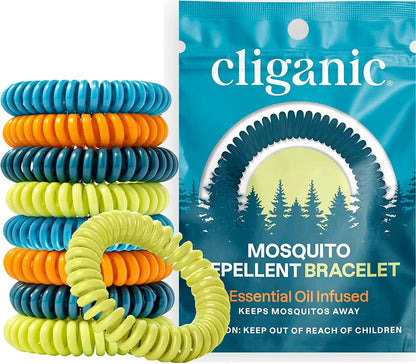 Cliganic 50 Pack Mosquito Repellent Bracelets for Adults & Kids - Natural DEET-Free Bands