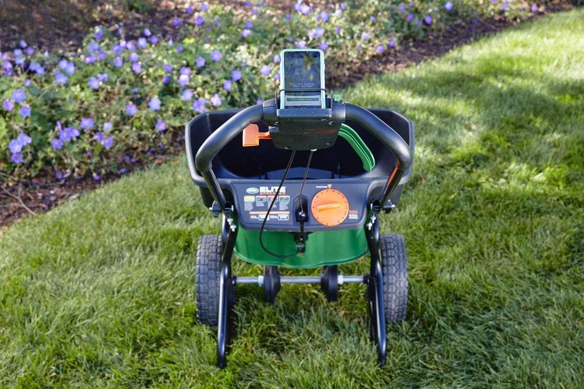 Scotts Elite Spreader for Grass Seed, Weed and Feed, Fertilizer, Salt and Ice Melt, Durable Push