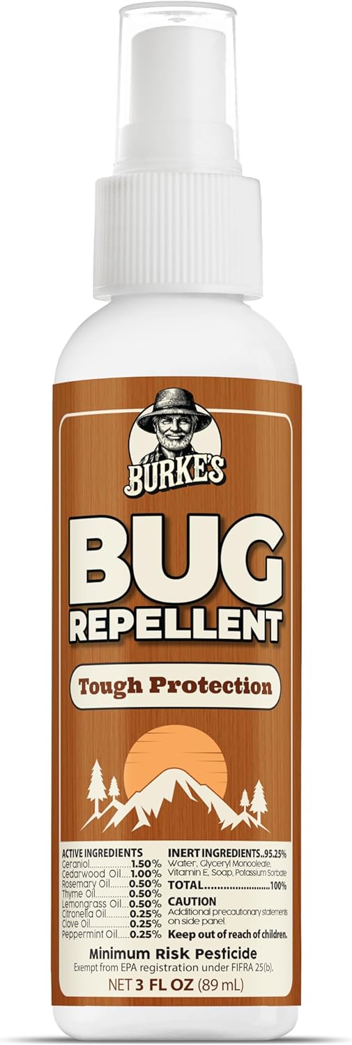 Burke’s Bug Repellent Spray – DEET-Free, Kid & Pet Safe Insect Repellent for Mosquitoes, Ticks, and