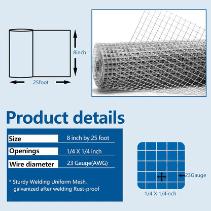 Hardware Cloth 1/4 inch Chicken Wire Fencing Double Hot-Dipped Galvanized After Welding Wire