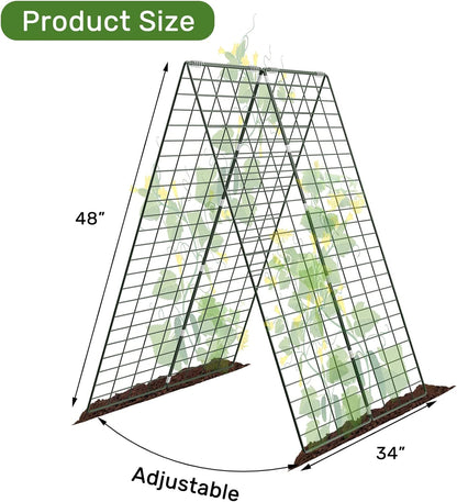 AGTEK 34" x 48" Foldable Cucumber Trellis with Garden Stakes and Zip Ties Plant Support A Frame