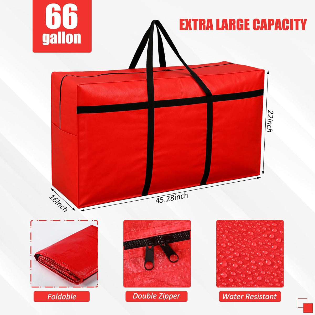 4 Pcs 66 Gallon Large Moving Bags with Zipper and Handles Foldable Storage Duffle Bags Heavy Duty