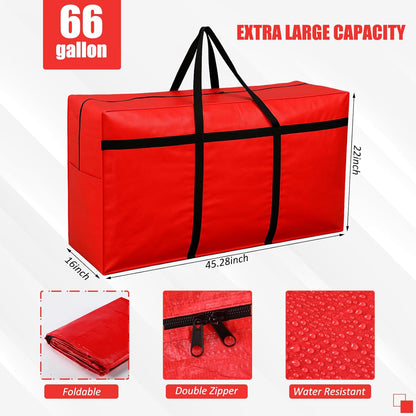 4 Pcs 66 Gallon Large Moving Bags with Zipper and Handles Foldable Storage Duffle Bags Heavy Duty