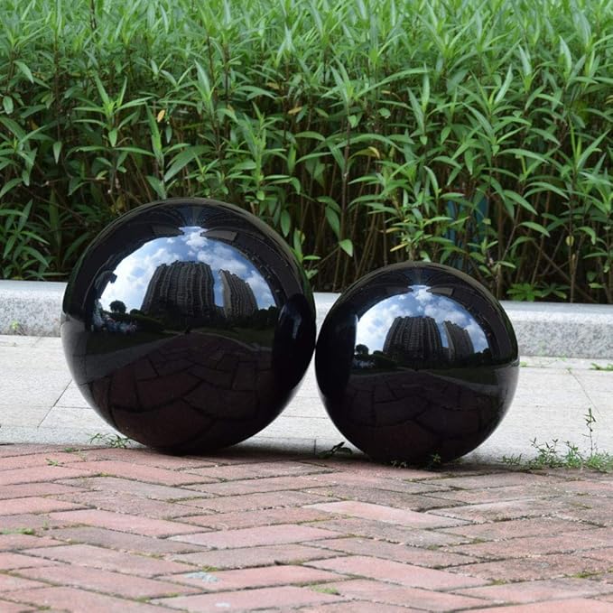 14 inch Diameter Black Gazing Ball,Black Stainless Steel Polished Reflective Smooth Garden Sphere