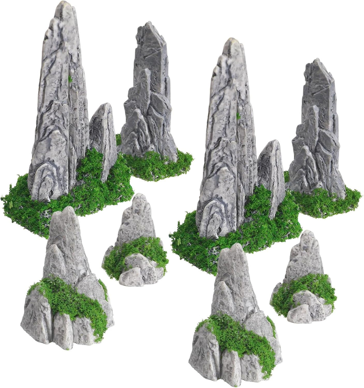 Gatuida 8Pcs Miniature Rockery Decorative Resin Rockery Statues for Micro Landscape