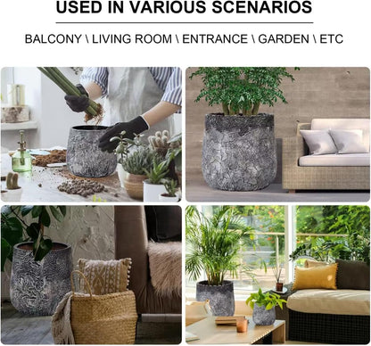 Craft flowerpots 18"+13"+9" Dia Round Concrete Planter Set of 3 Large Outdoor/Indoor Planter Pots
