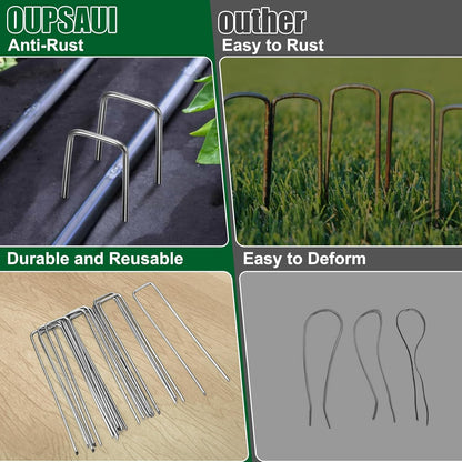12 Inch 11 Gauge Galvanized Landscape Staples Stakes for Decoration, 25/100/200pcs Garden Metal