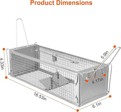 Moclever Humane Live Rat Trap – Dual-Door Rodent Cage with High-Sensitivity Gravity Pedal