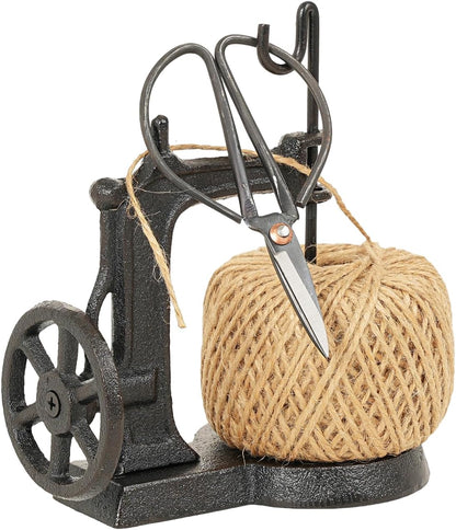 Sungmor Cast Iron Twine Holder and Scissors Set, Vintage Jute Twine Garden String Holder