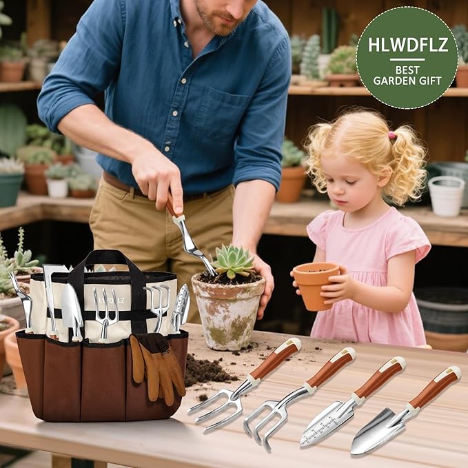 Garden Tool Set, 12 Pcs Heavy Duty Floral Gardening Tools Kit with Gardening Hand Weeder Tools