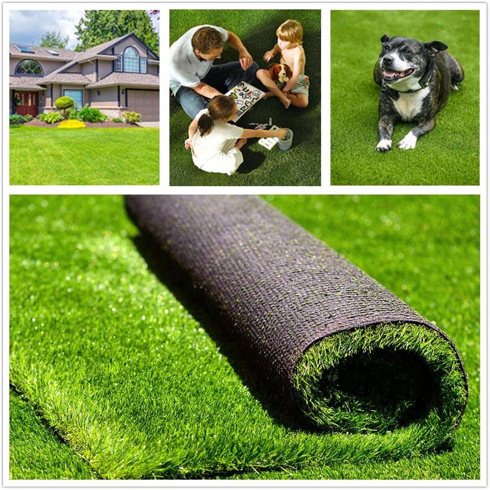 Artificial Grass Turf 7FTX77FT, 1.38" Pile Height Realistic Synthetic Grass, Indoor Outdoor Pet