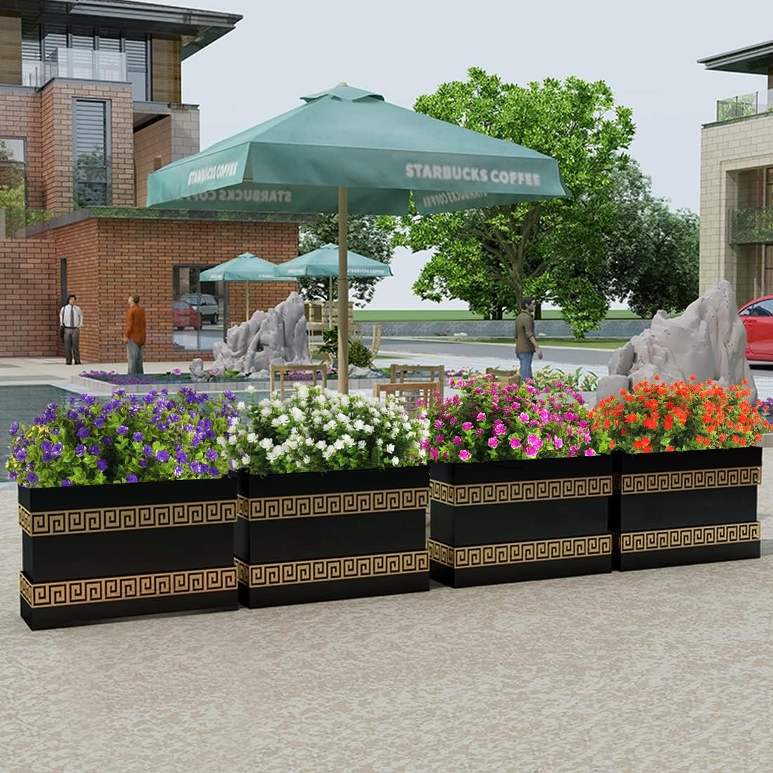 RECUTMS 12 Bundles Artificial Outdoor Plants, Artificial Greenery for Flower Arrangements Shrubs UV