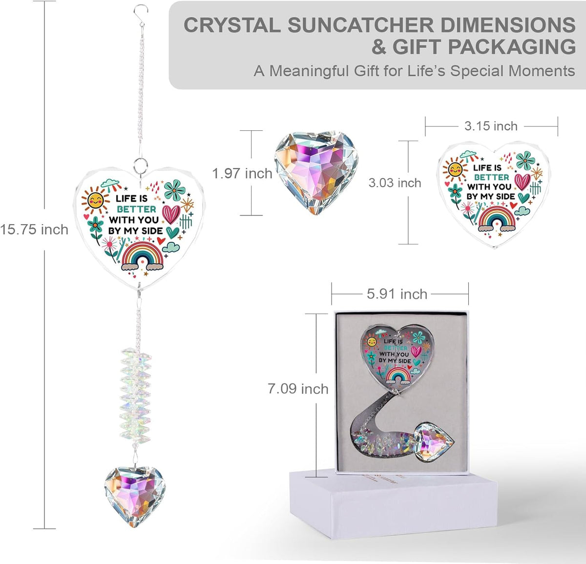 Gifts for Girlfriend, Best Friend, Sisters, Mom,Daughters,Crystal Suncatcher Ornament with Quote