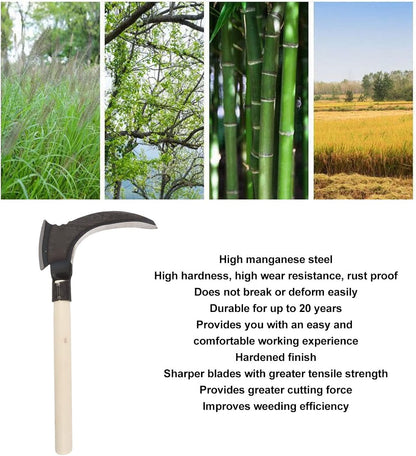 Weeding Sickle, High Manganese Steel Double Sickle Gardening Multipurpose Manual Agricultural